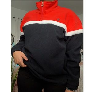 Red and black champion jumper